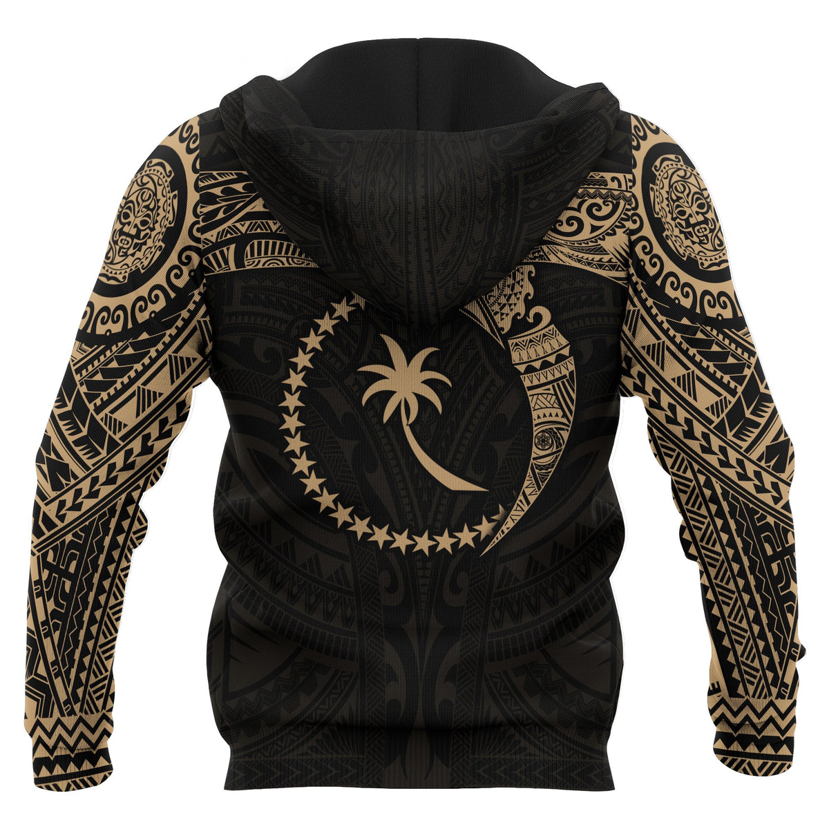 Chuuk Micronesian Zip up Hoodie Gold Heart Shield - Polynesian Pride