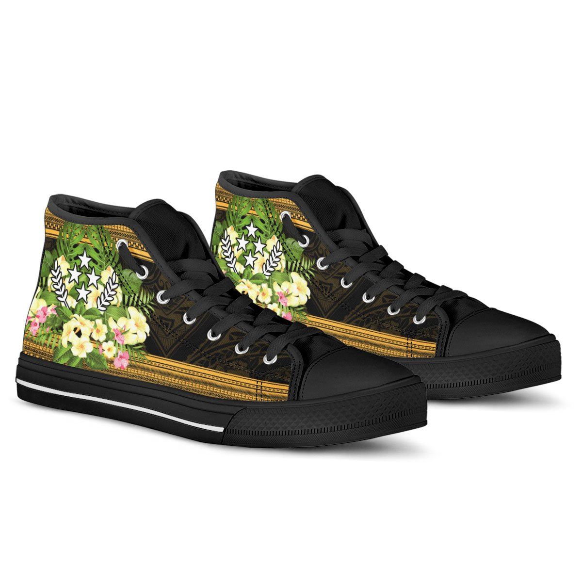 Kosrae State High Top Shoes - Polynesian Gold Patterns Collection - Polynesian Pride