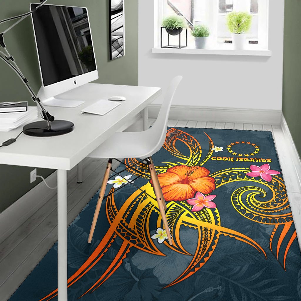 Cook Islands Polynesian Area Rug - Legend of Cook Islands (Blue) - Polynesian Pride