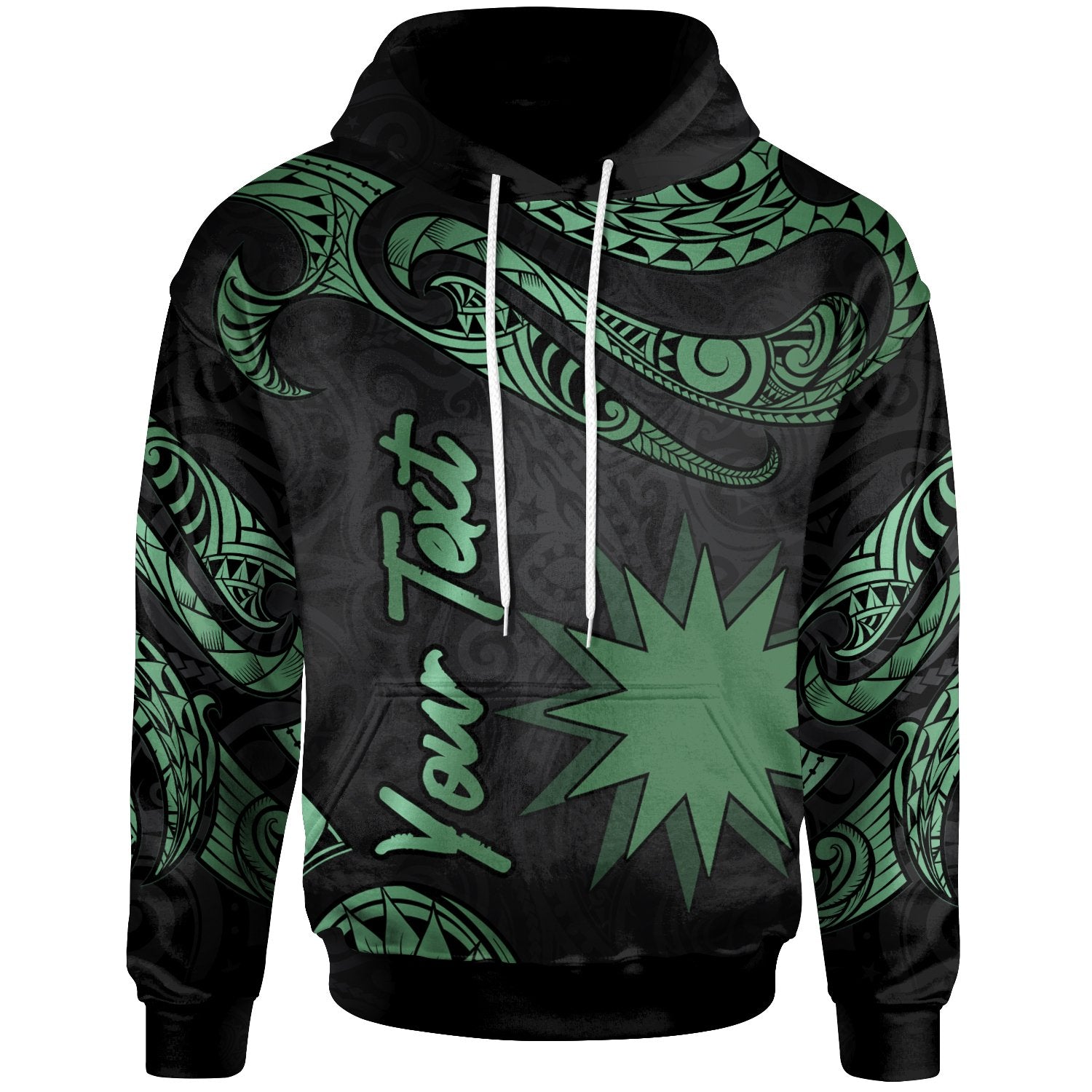 Nauru Polynesian Custom Hoodie Polynesian Tattoo Green Version Unisex Green - Polynesian Pride