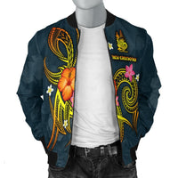 New Caledonia Polynesian Men's Bomber Jacket - Legend of New Caledonia (Blue) - Polynesian Pride
