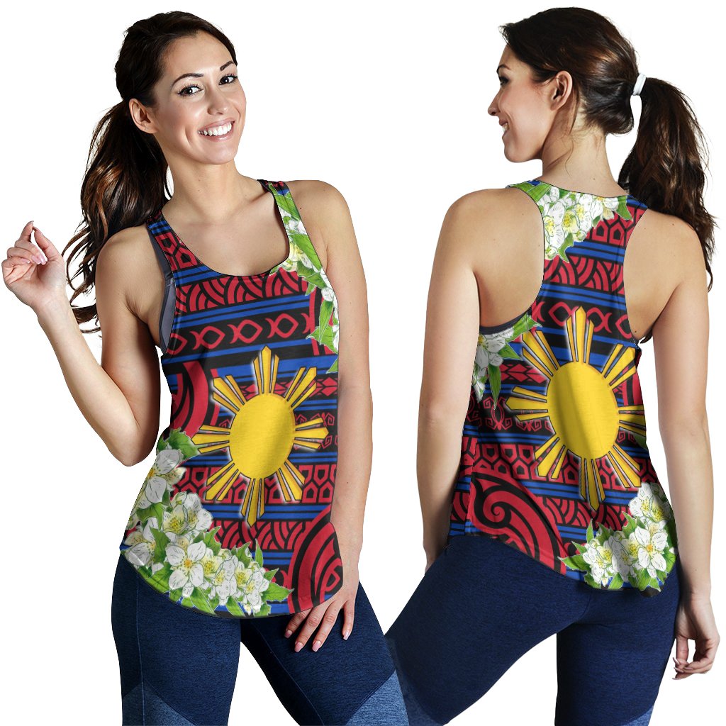 Philippines Women's Racerback Tank - Jasmine Flower Style - Polynesian Pride