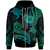 Tahiti Custom Zip Hoodie Polynesian Turtle With Pattern Unisex Blue Green - Polynesian Pride