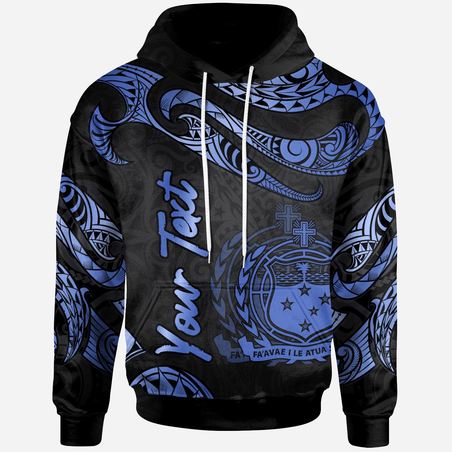 Samoa Polynesian Custom Hoodie Polynesian Tattoo Blue Version Blue - Polynesian Pride