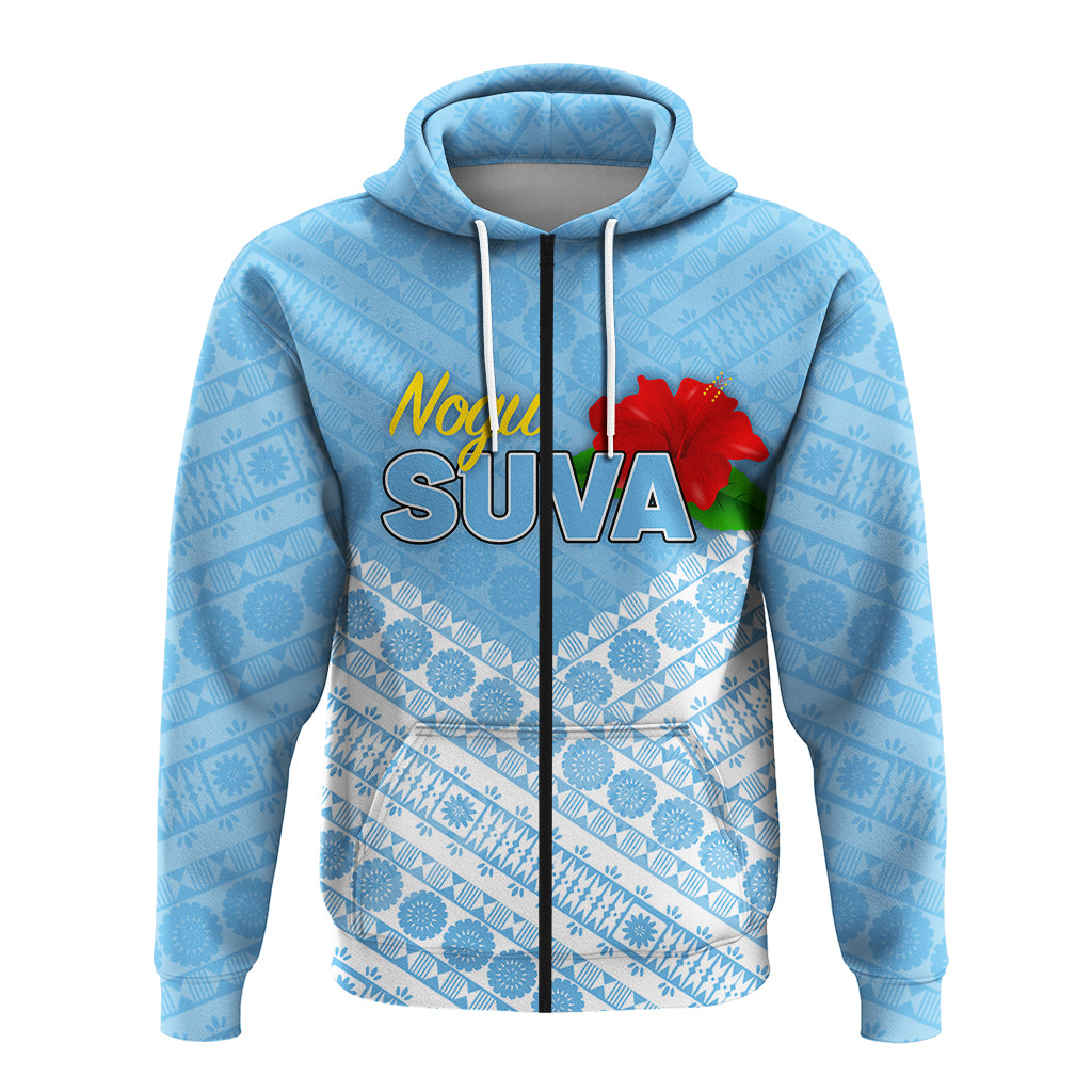 Custom Fiji Suva Rugby Zip up Hoodie Tapa Pattern LT12 - Polynesian Pride