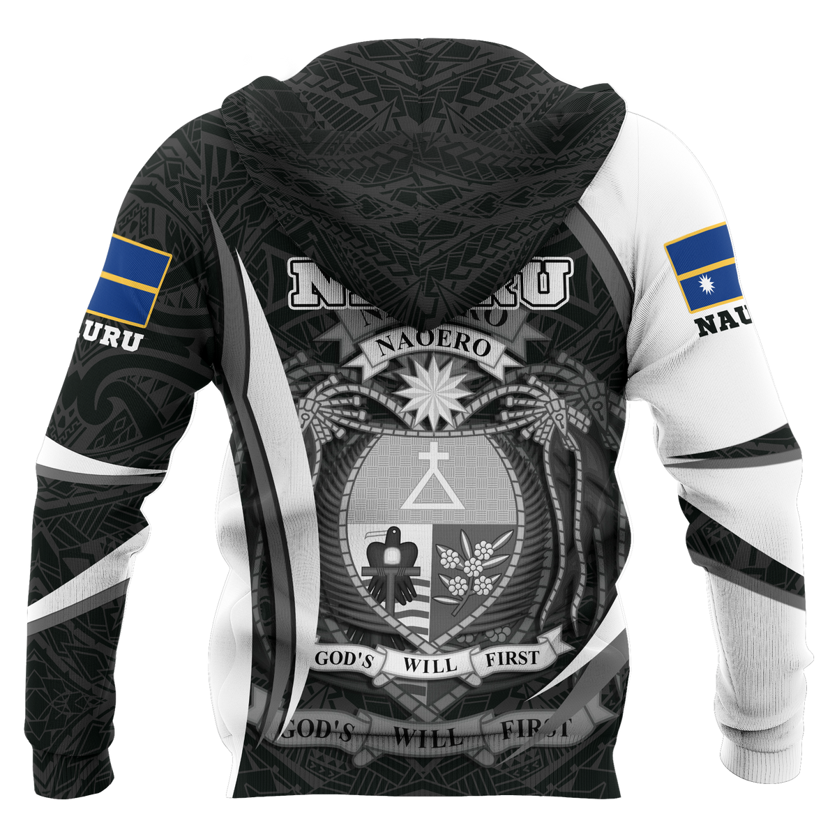 Nauru Polynesian Zip up Hoodie Nauru Spirit (White) - Polynesian Pride