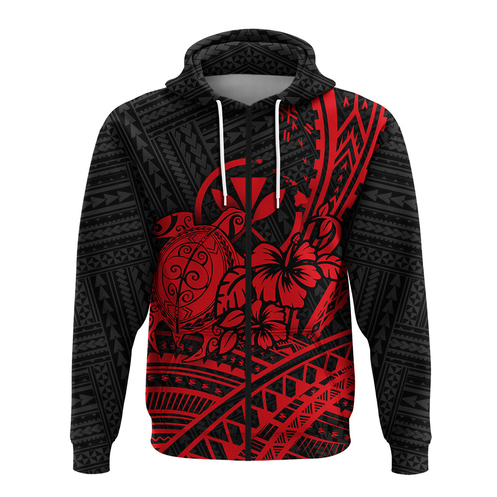 Hawaii Turtle With Hibiscus Tribal Red Hoodie KID - LT12 - Polynesian Pride