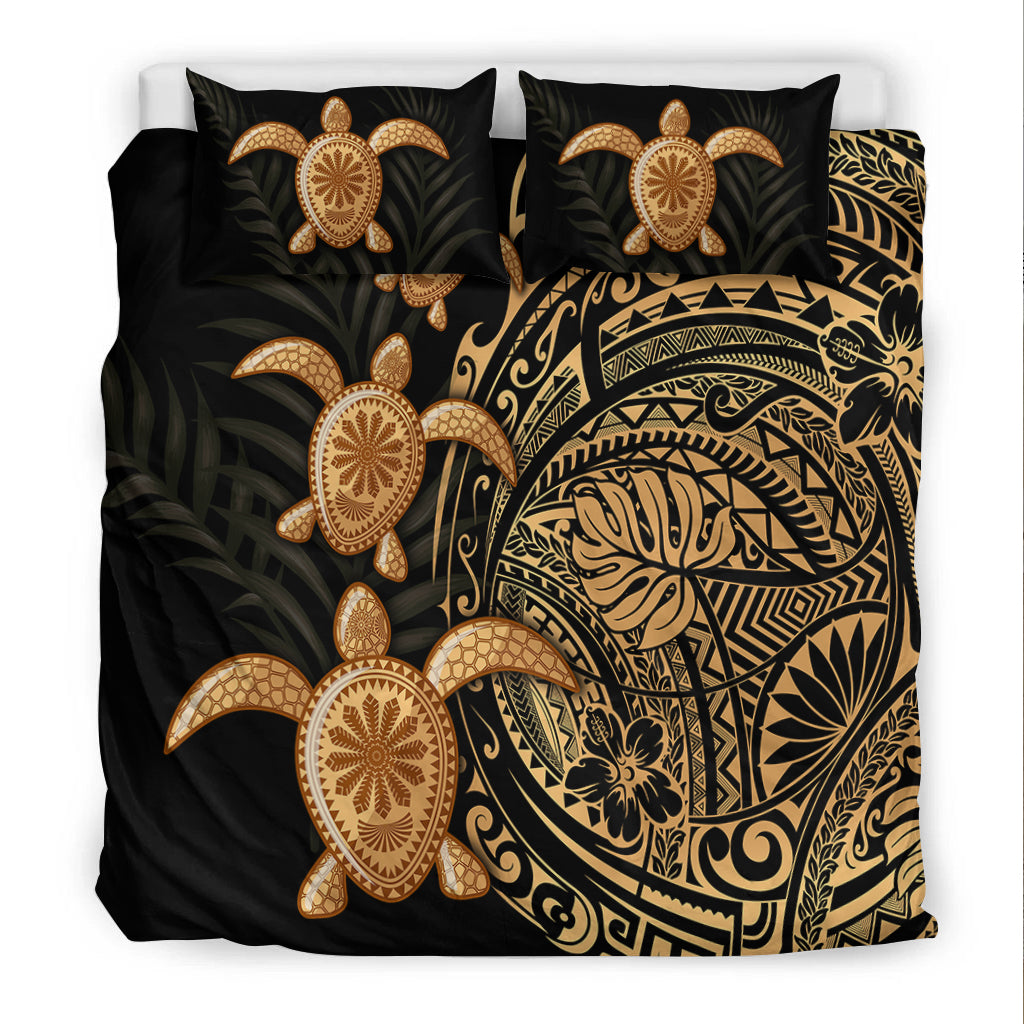 Polynesian Turtle Bedding Set Honu Family Gold LT4 - Polynesian Pride