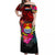 Kiribati Off Shoulder Long Dress Alluring Polynesia and Tropical Flowers LT13 Women Black - Polynesian Pride