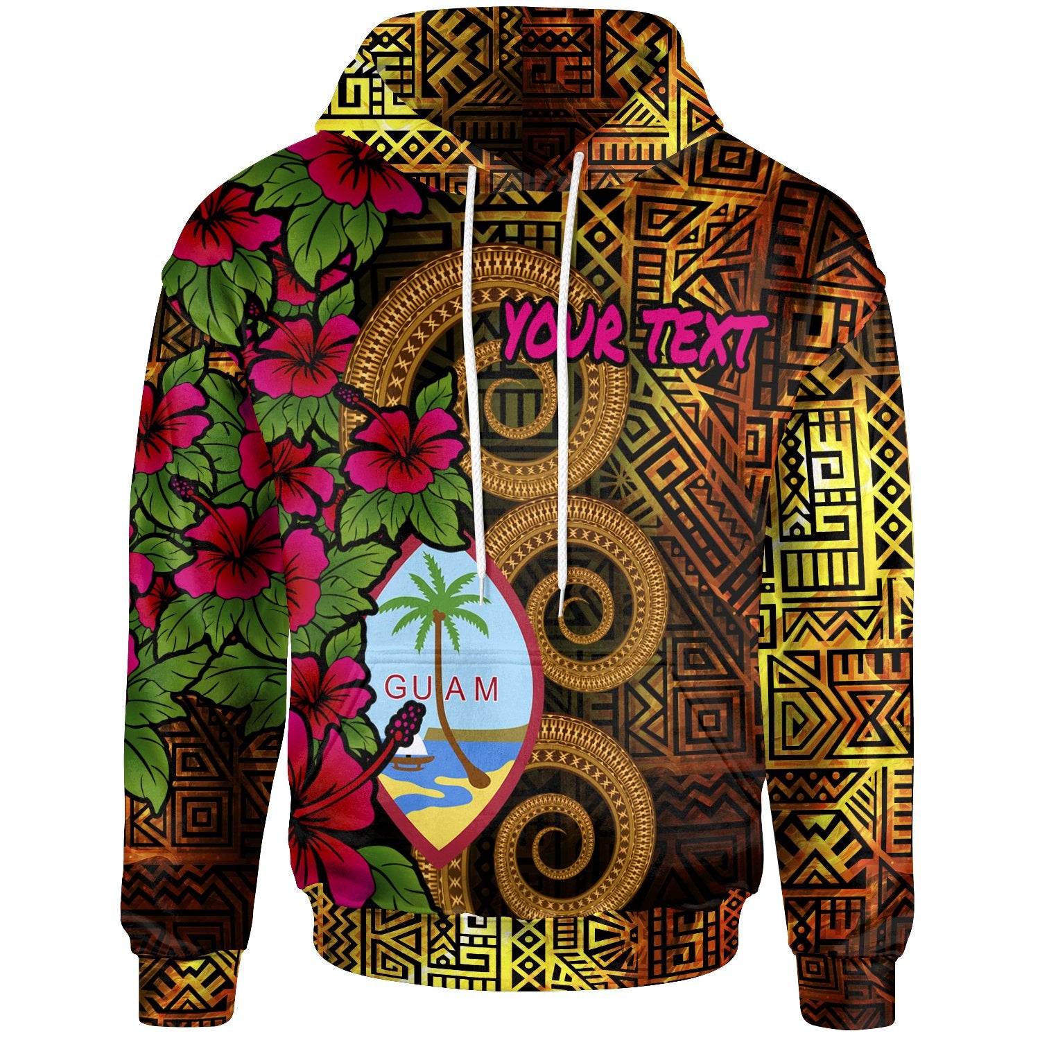 Guam Polynesian Custom Hoodie Hibiscus Vintage Unisex Orange - Polynesian Pride