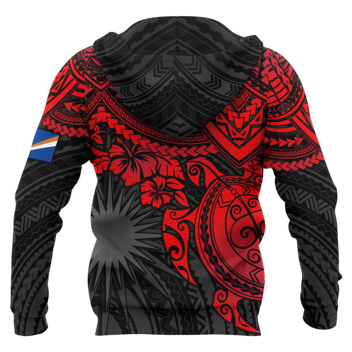 Marshall Islands Polynesian Hoodie Red Turtle - Polynesian Pride