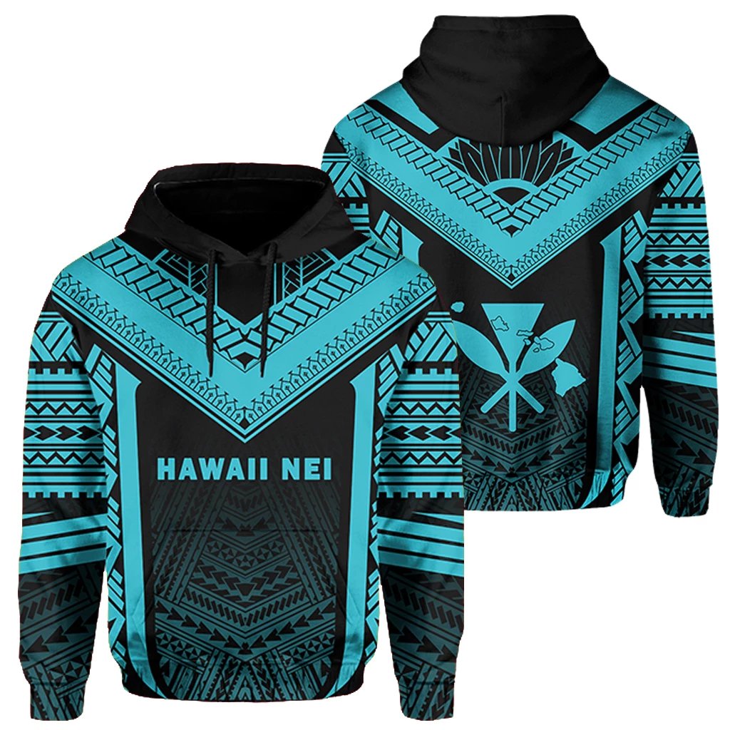 Hawaii Kanaka Polynesian Hoodie Active Blue Unisex Blue - Polynesian Pride