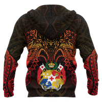 Tonga Polynesian Hoodie (Zip up) Red Manta Ray - Polynesian Pride