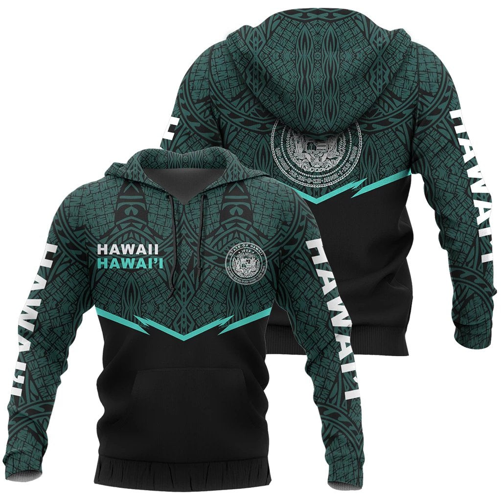 Hawaii Polynesian Hoodie Turquoise Energy Style Unisex Turquoise - Polynesian Pride