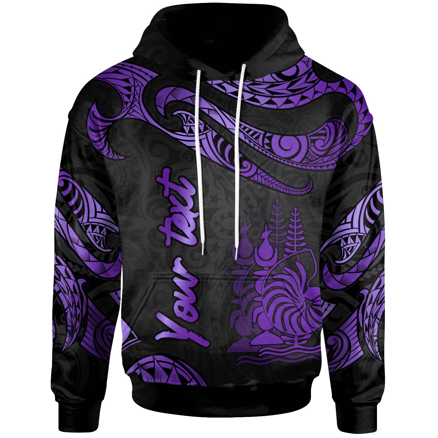 New Caledonia Custom Hoodie Polynesian Tattoo Purple Version Unisex Purple - Polynesian Pride