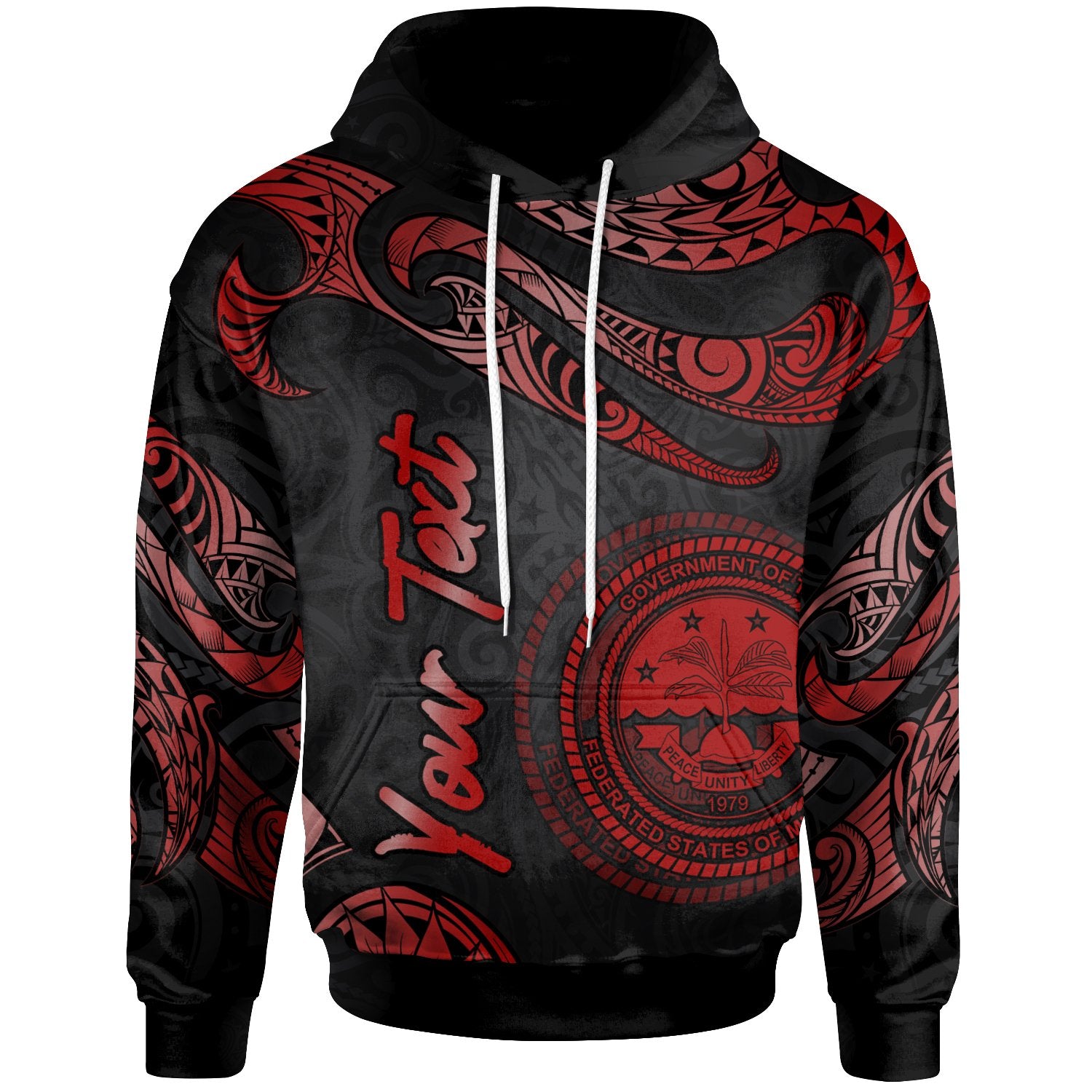 Federated States of Micronesia Custom Hoodie Polynesian Tattoo Red Version Unisex Red - Polynesian Pride