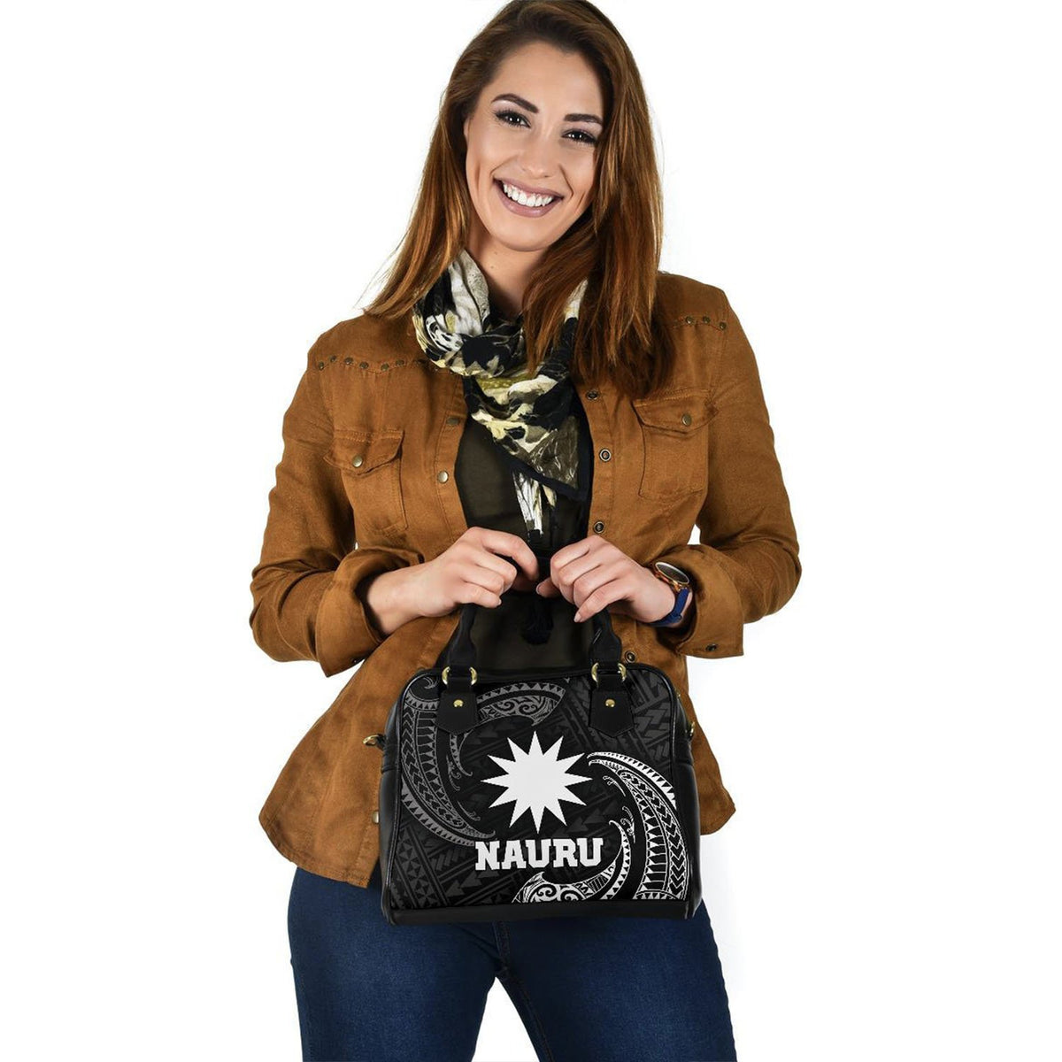 Nauru Polynesian Shoulder Handbag - White Tribal Wave - Polynesian Pride