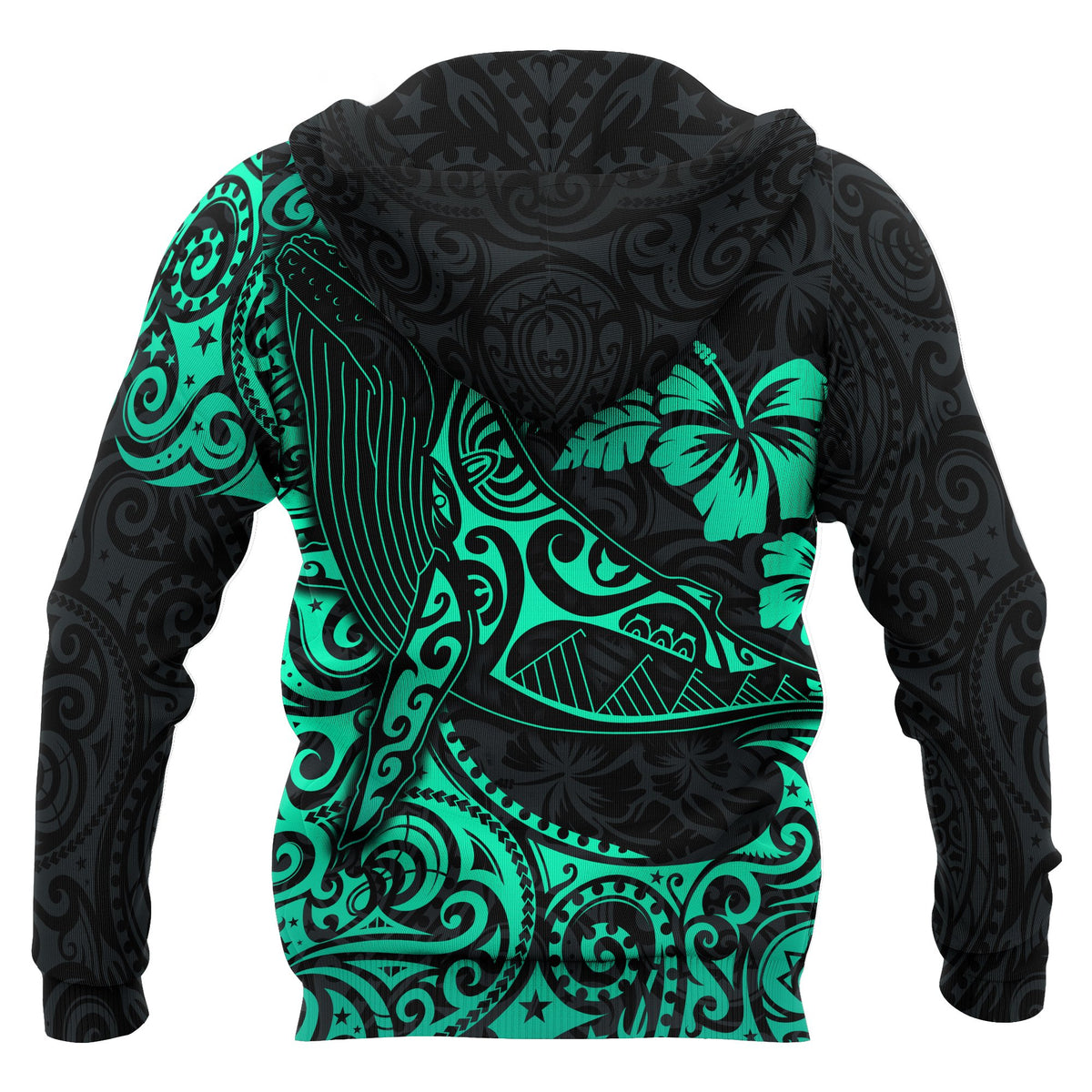 Polynesian Hawaii Zip up Hoodie Polynesian Turquoise Humpback Whale - Polynesian Pride