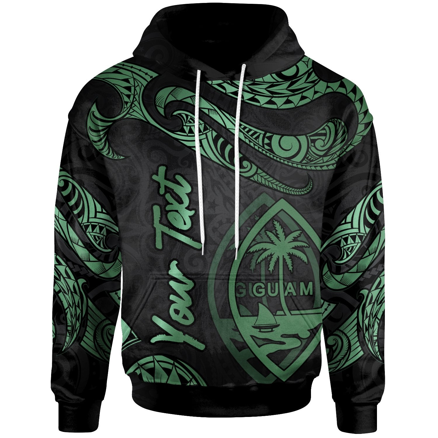 Guam Polynesian Custom Hoodie Polynesian Tattoo Green Version Unisex Green - Polynesian Pride