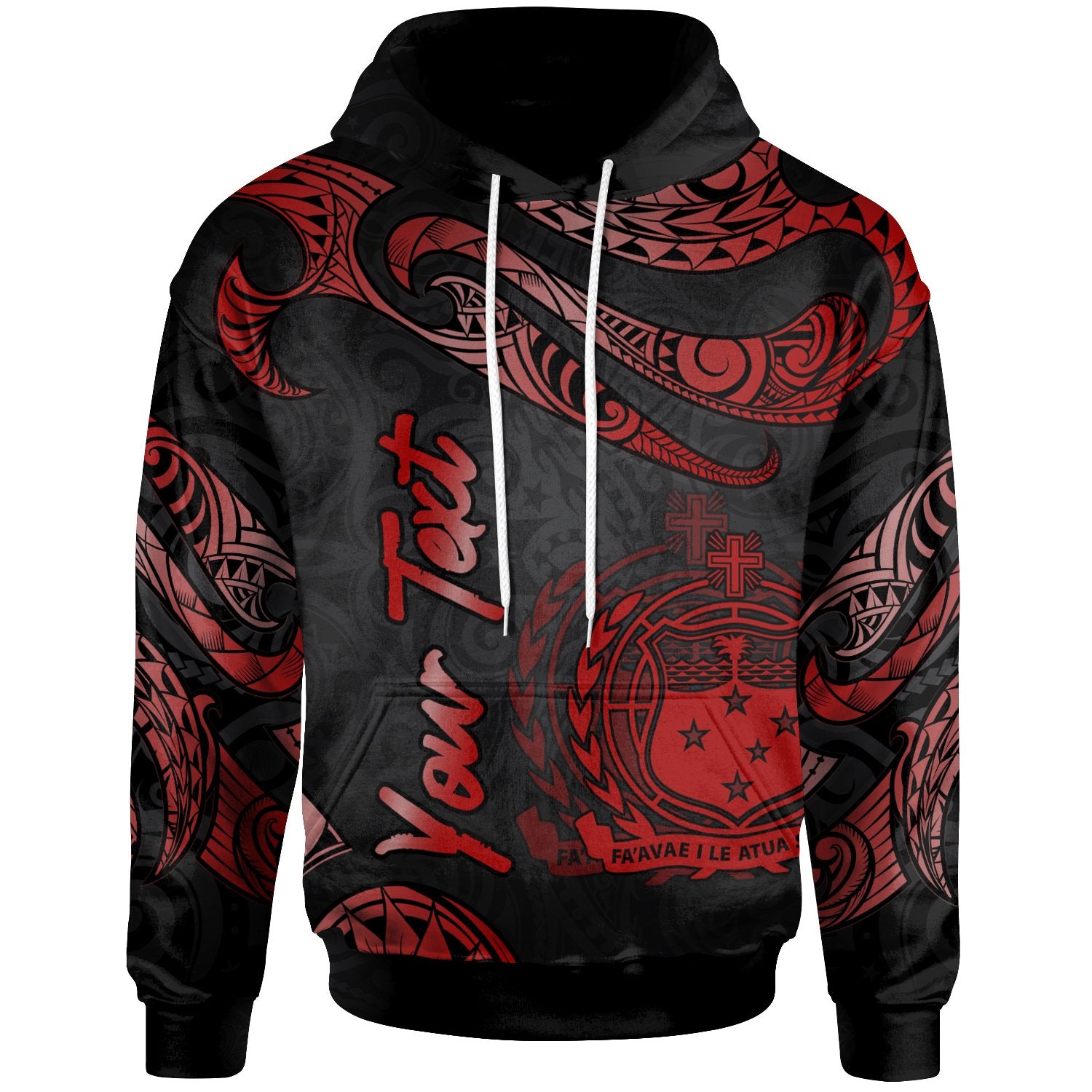 Samoa Polynesian Custom Hoodie Polynesian Tattoo Red Version Unisex Red - Polynesian Pride