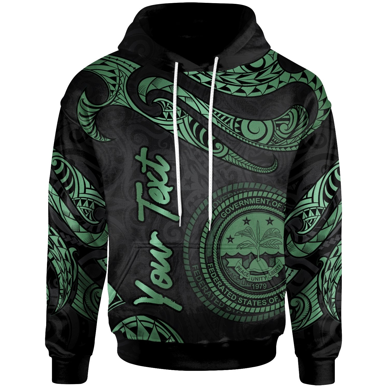 Federated States of Micronesia Custom Hoodie Polynesian Tattoo Green Version Unisex Green - Polynesian Pride