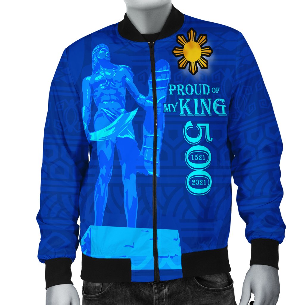 Philippines Custom Personalised Men's Bomber Jacket - Proud Of My King Blue - Polynesian Pride