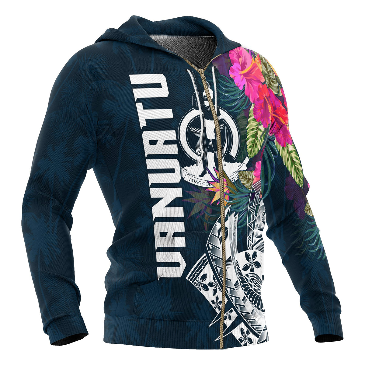 Vanuatu Polynesian Zip up Hoodie Summer Vibes - Polynesian Pride