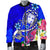 Fiji Men's Bomber Jacket - Turtle Plumeria (Blue) Blue - Polynesian Pride