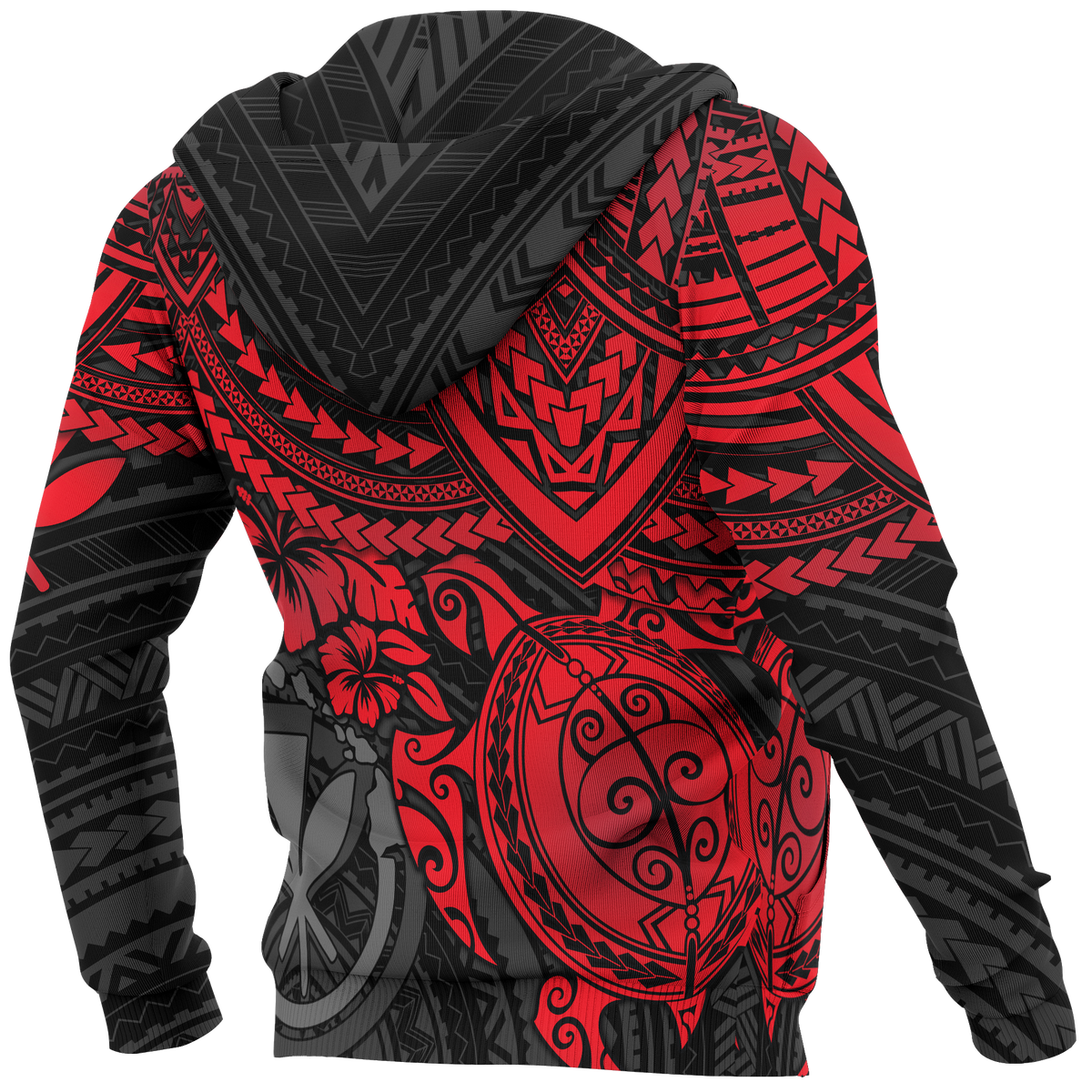 Polynesian Hawaii Hoodie (Zip up) Red Turtle - Polynesian Pride
