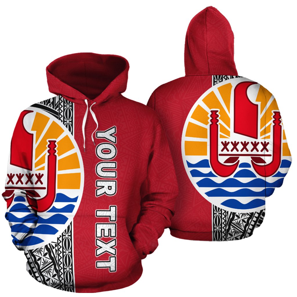 Tahiti (French Polynesia) Custom Polynesian Hoodie Red Line Unisex Red - Polynesian Pride