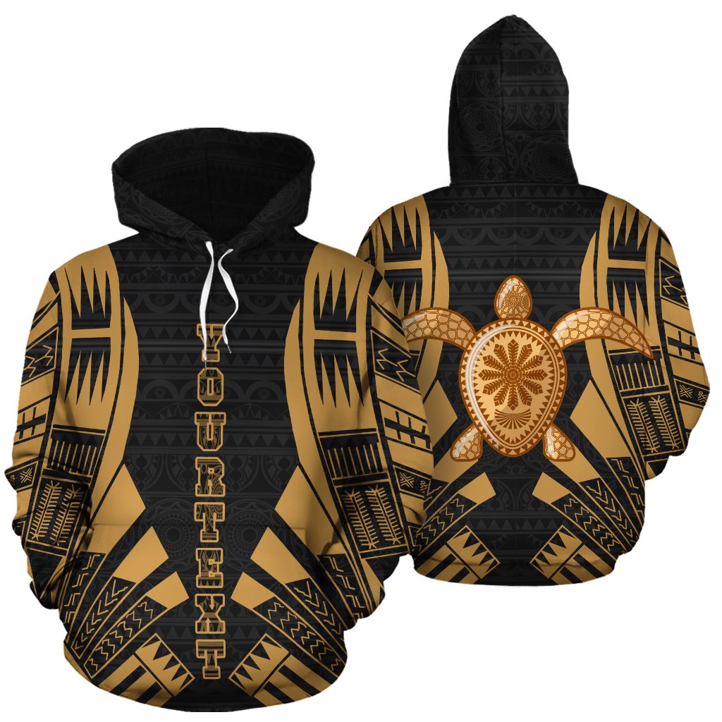 Turtle Polynesian Custom Hoodie Gold Tattoo Unisex Gold - Polynesian Pride