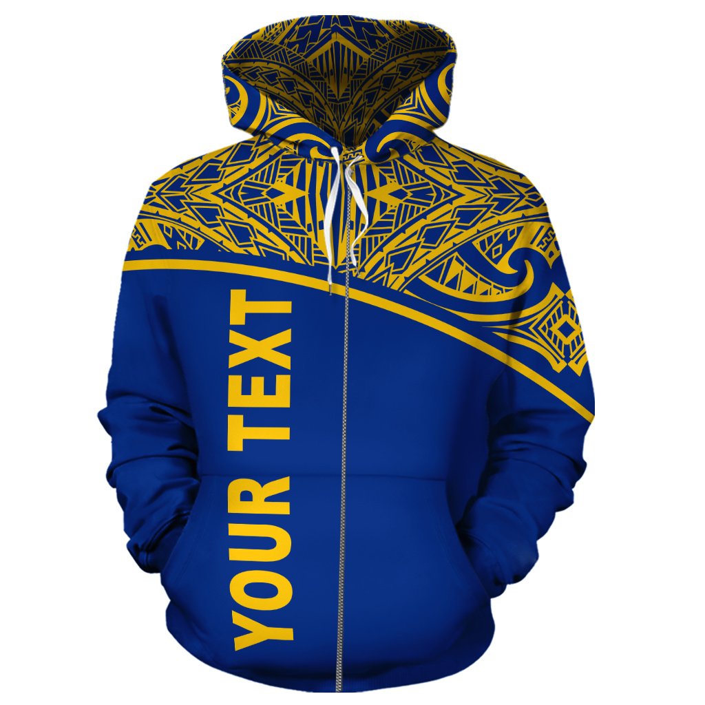 Nauru Polynesian Custom Zip up Hoodie Blue Curve - Polynesian Pride
