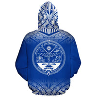Marshall Islands Polynesian Custom Hoodie Blue Frog - Polynesian Pride