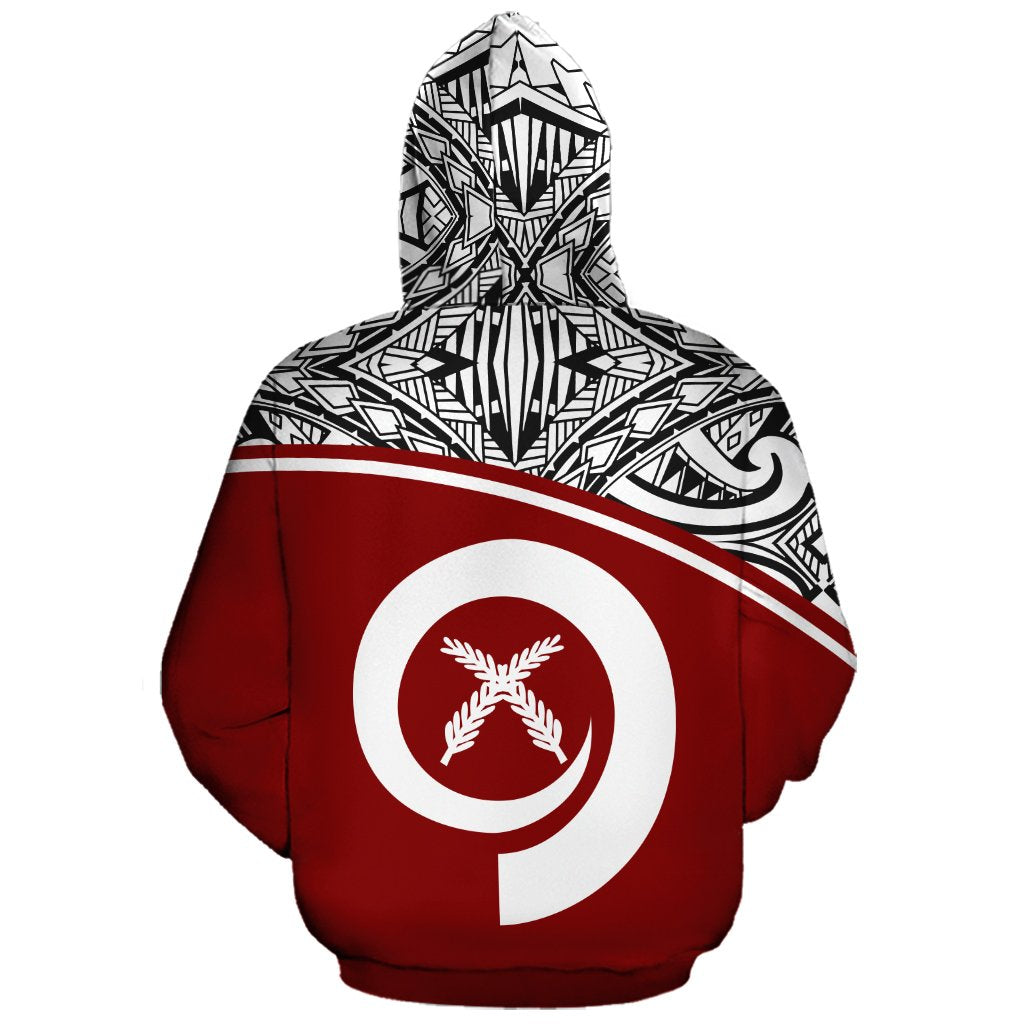 Vanuatu Polynesian Custom Zip up Hoodie Red Curve - Polynesian Pride
