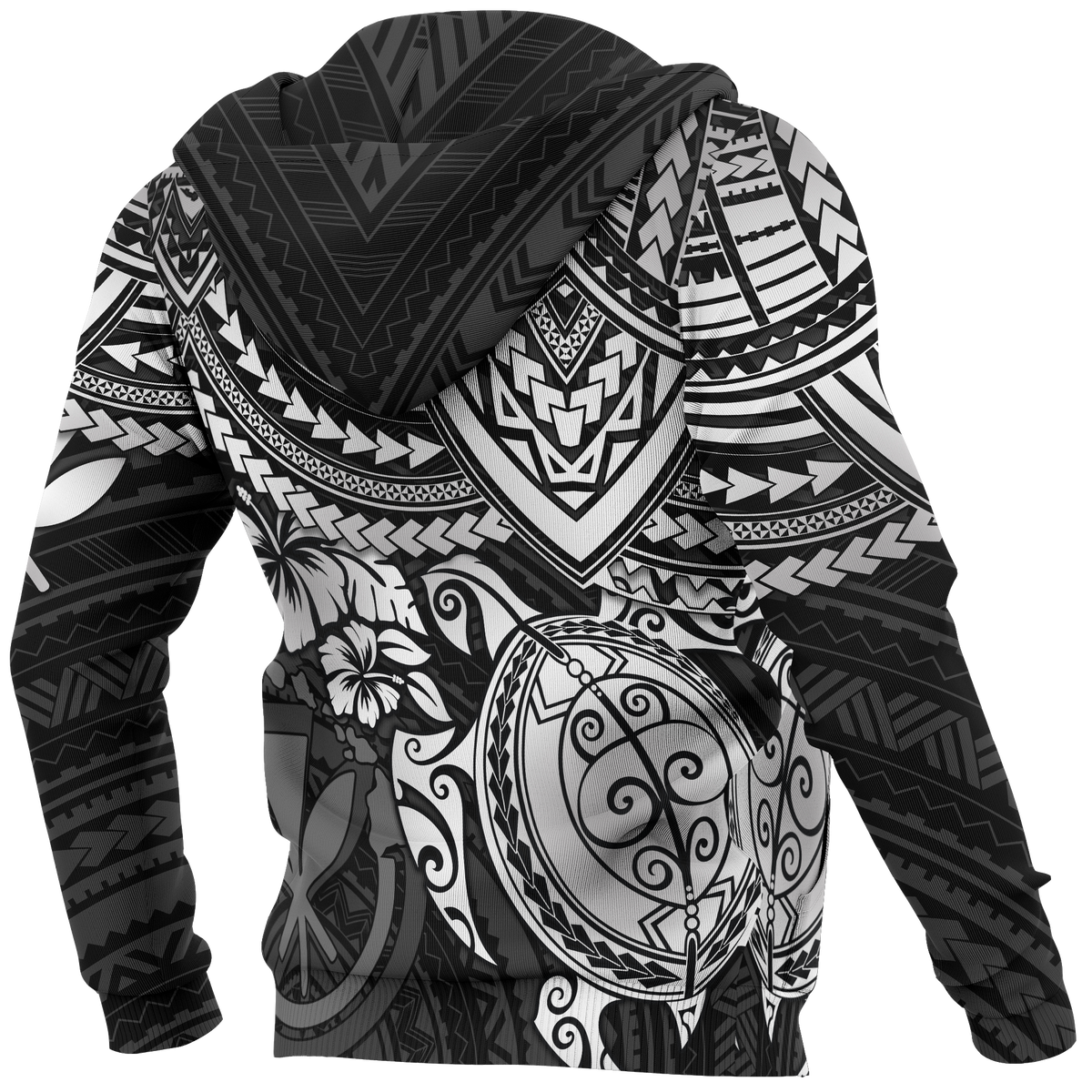 Polynesian Hawaii Hoodie (Zip up) White Turtle - Polynesian Pride