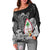 (Custom Personalised) Guam Seal Off Shoulder Sweater Polynesian Turtle with Flowers Version White LT13 - Polynesian Pride