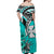 Wallis et Futuna Off Shoulder Long Dress Polynesian Pattern and Hibiscus Flowers Version Green LT13 - Polynesian Pride