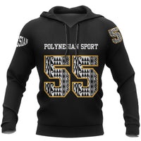 Polynesian Pullover Hoodie Polynesian Sport 55 A8 Unisex Black - Polynesian Pride