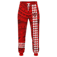 Hawaii Kanaka Map Red Kakau Joggers Red Unisex - Polynesian Pride