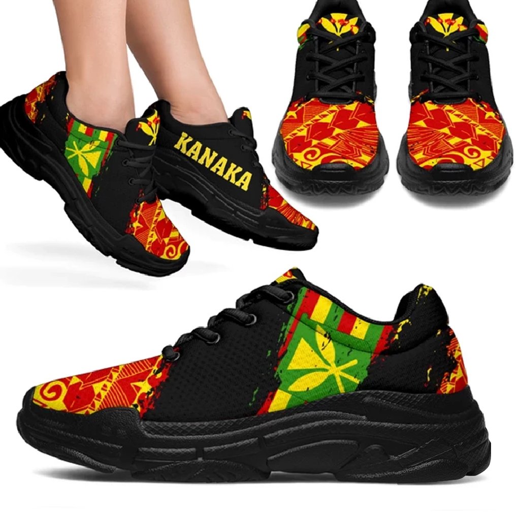 Polynesian Kanaka Flag Chunky Sneakers - Nora Style - Polynesian Pride