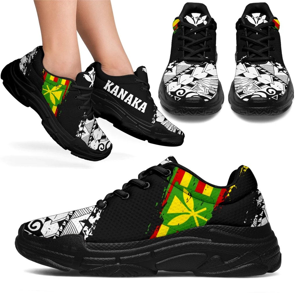 Polynesian Kanaka Flag Chunky Sneakers - Nora Style - White - Polynesian Pride