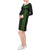 Polynesian Long Sleeve String Tie Dress - Black Parallel Pattern Green - Polynesian Pride