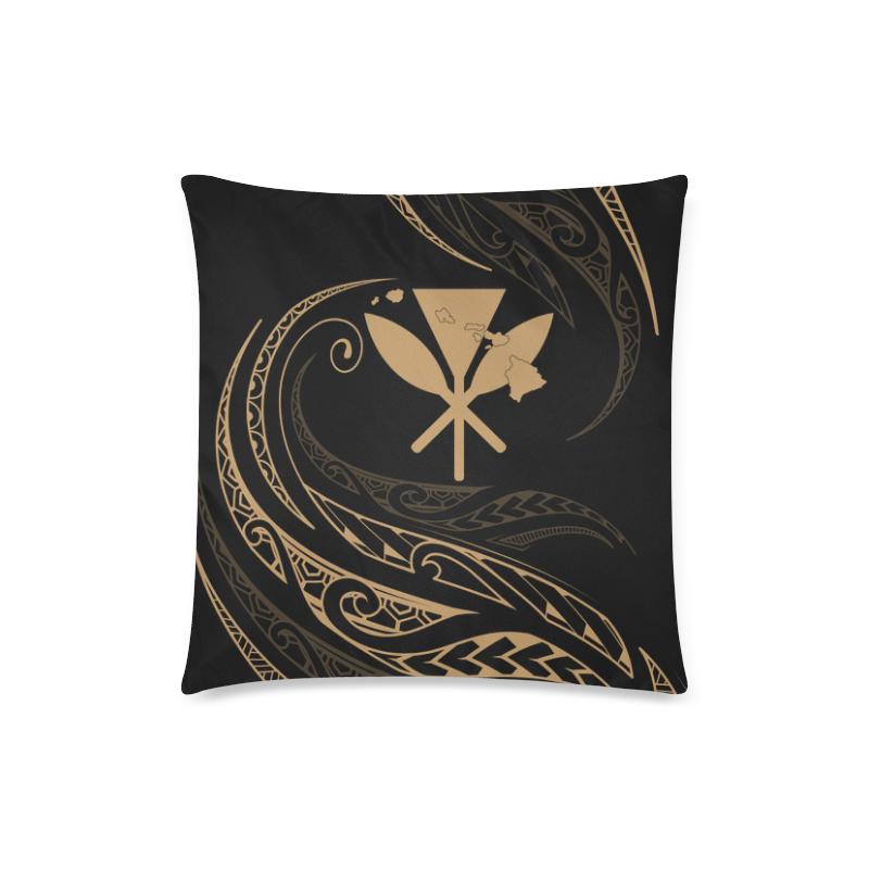 Kanaka Pillow Covers - Gold - Frida Style One Size 18"x18"(Twin Sides) Black - Polynesian Pride