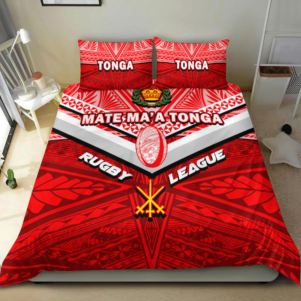 Tonga Rugby Mate Ma'a Tonga Tapa Pattern Bedding Set - LT2 - Polynesian Pride