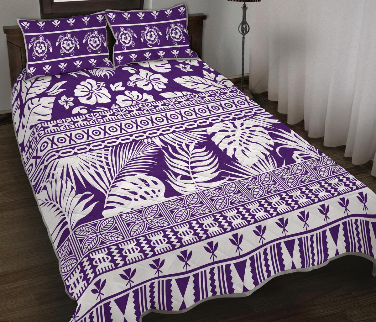 Hawaii Quilt Bed Set Pattern Version Unique Purple LT13 - Polynesian Pride