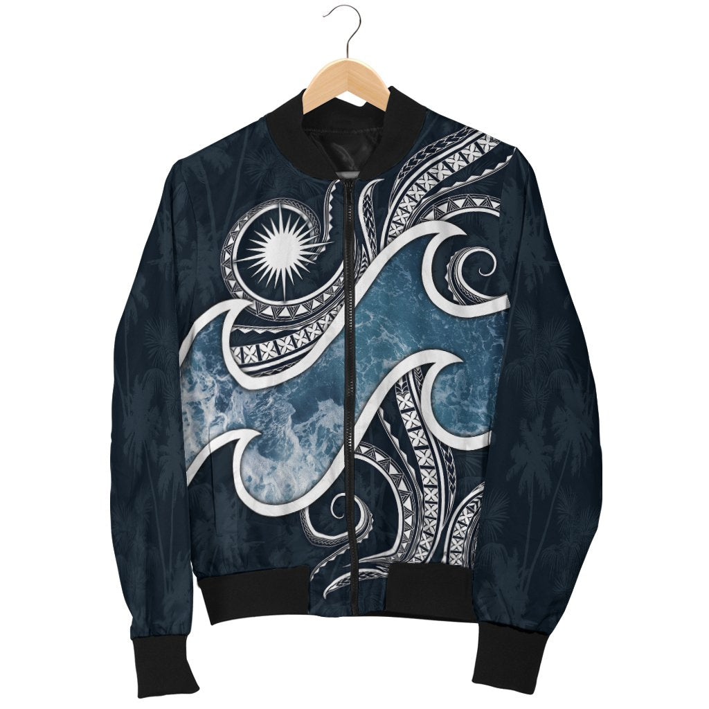 Marshall Islands Polynesian Men's Bomber Jacket - Ocean Style - Polynesian Pride