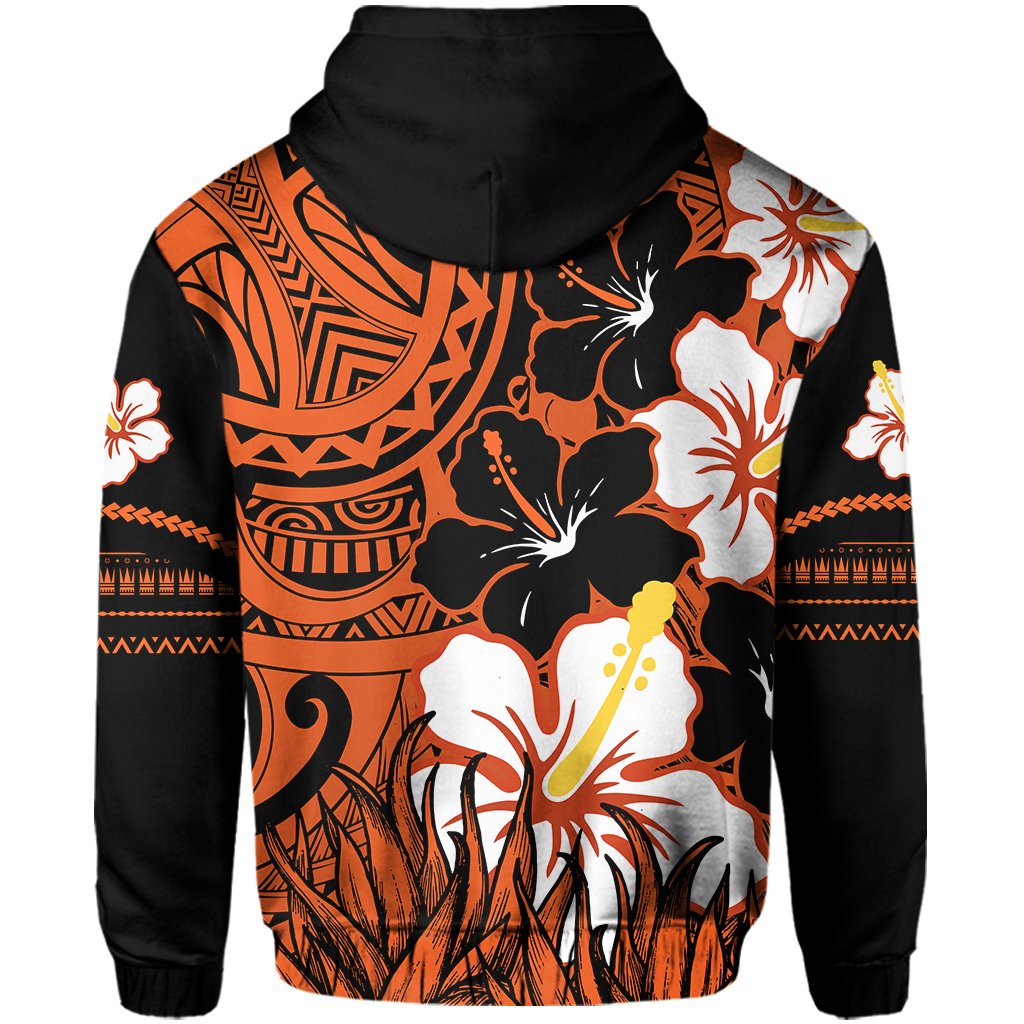 Hawaii Hoodie Black Noon Hibiscus Zip Hoodie - Polynesian Pride