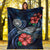 American Samoa Polynesian Premium Blanket - Blue Turtle Hibiscus - Polynesian Pride