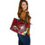 Fiji Large Leather Tote - Turtle Plumeria (Red) - Polynesian Pride