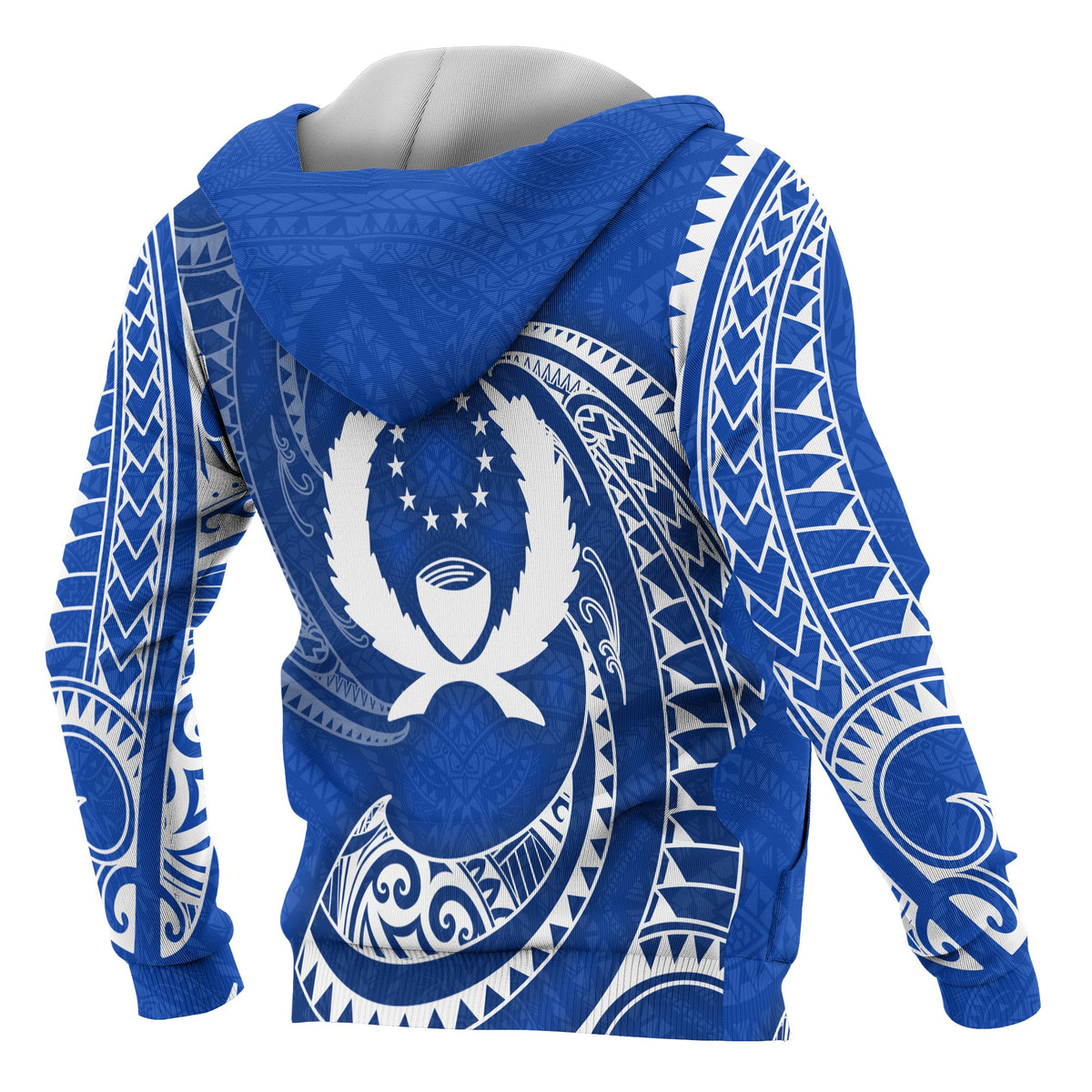 Pohnpei Micronesia All Over Zip up Hoodie Blue Tribal Wave - Polynesian Pride